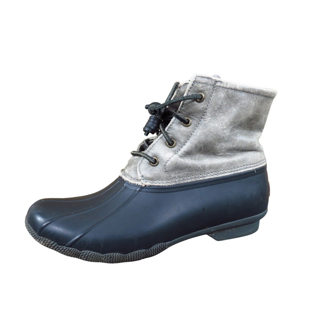 Sperry Saltwater Women Duck‎ Boot Size 8 Rain Snow Outdoor Gray Black STS81732